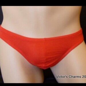 5/$25 Victor's Charms Red Soft Cotton Bikini Brief Sz L